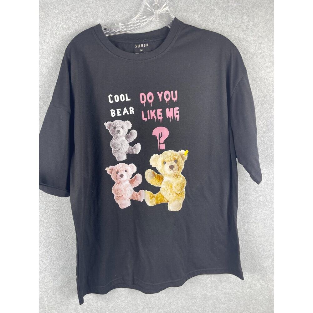 Shein Cool Bear T Shirt Men's Size M Black Do you Like Me Novelty Tee